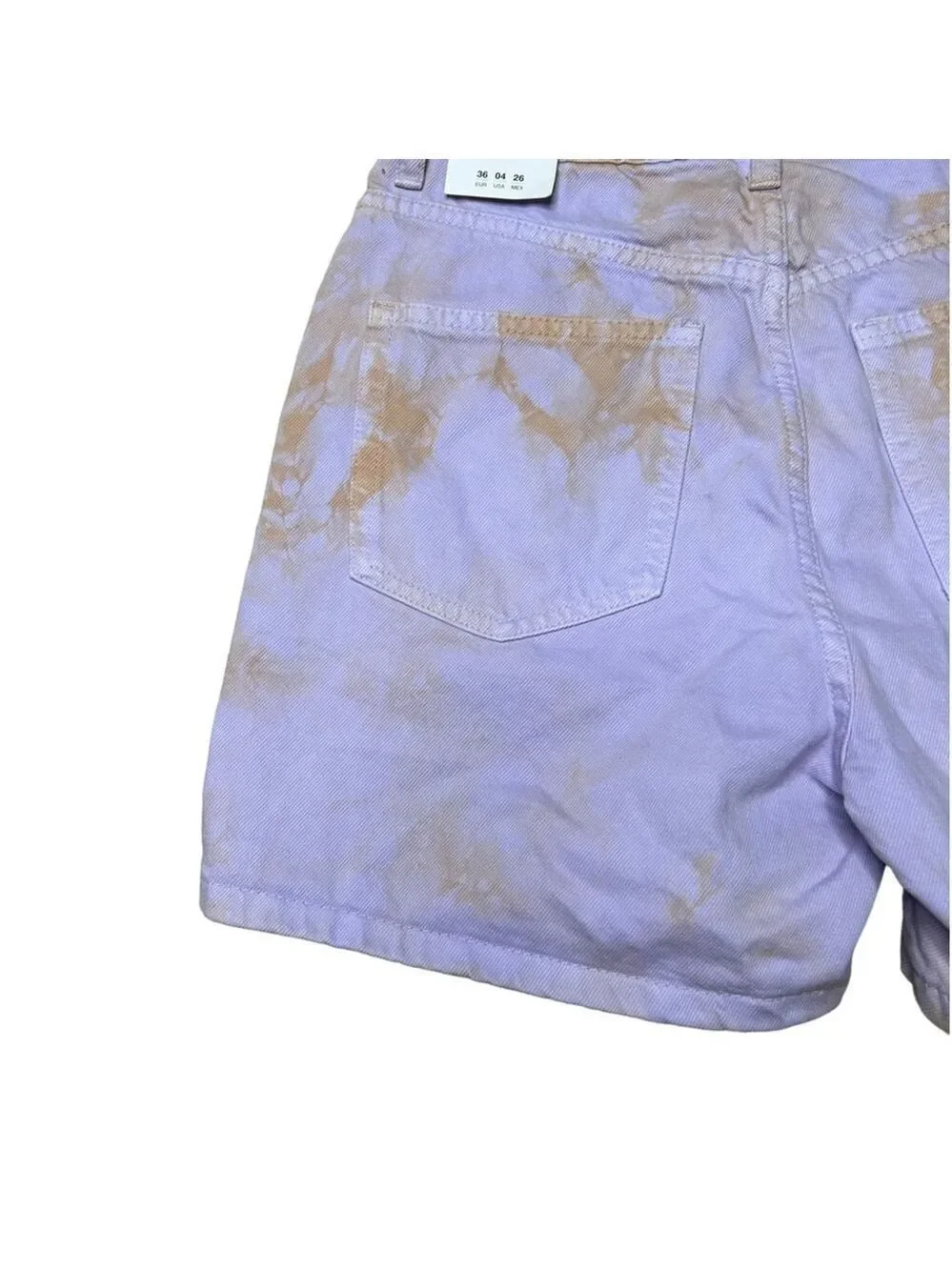Zara Retro Tie Dye Purple Orange Denim High Rise Baggy Jean Shorts Size US 4